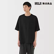 【MUJI 無印良品】男透氣彈性五分袖布帛T恤 S 黑色