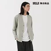 【MUJI 無印良品】男透氣彈性開襟衫 S 灰銀