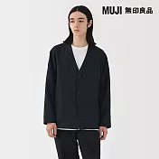 【MUJI 無印良品】男透氣彈性開襟衫 S 暗藍