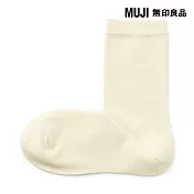 【MUJI 無印良品】女足口柔軟舒適直角襪23-25cm 象牙白