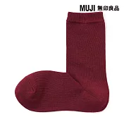 【MUJI 無印良品】女足口柔軟舒適直角襪23-25cm 深紅