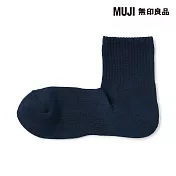【MUJI 無印良品】男圈絨直角短襪25-27cm 深藍