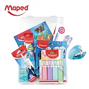 【法國Maped】精選文具10件組(含收納盒)- 冰藍系