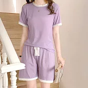 【AnZa】糖果色冰絲居家服上衣短褲(5色)     FREE 丁香紫