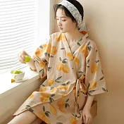 【AnZa】日式和服純棉印花居家睡衣睡袍(3色)       FREE 黃色檸檬