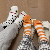 【AnZa】趣味花園鰻純棉條紋運動襪中筒襪(2入組)     圖片色