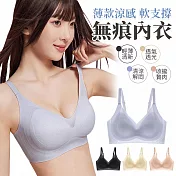 【EZlife】薄款涼感軟支撐無痕內衣 M 淺藍