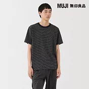 【MUJI 無印良品】男天竺圓領短袖T恤 S 黑橫紋