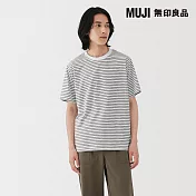 【MUJI 無印良品】男天竺圓領短袖T恤 M 白紋樣