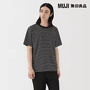 【MUJI 無印良品】男天竺圓領短袖T恤 S 黑紋樣
