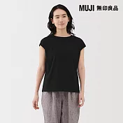 【MUJI 無印良品】女天竺法式袖T恤 S 黑色