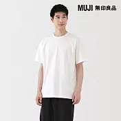 【MUJI 無印良品】男水洗粗織圓領短袖T恤 L 白色