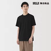 【MUJI 無印良品】男水洗粗織圓領短袖T恤 S 黑色