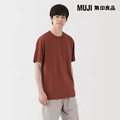 【MUJI 無印良品】男水洗粗織圓領短袖T恤 S 磚紅