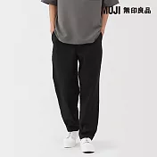 【MUJI 無印良品】男亞麻水洗錐形褲 S 黑色