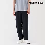 【MUJI 無印良品】男亞麻水洗錐形褲 S 深藍