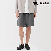 【MUJI 無印良品】男亞麻水洗短褲 S 灰白