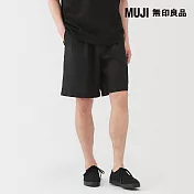 【MUJI 無印良品】男亞麻水洗短褲 S 黑色