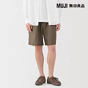 【MUJI 無印良品】男亞麻水洗短褲 S 棕色