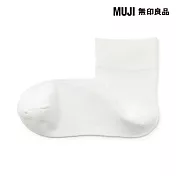 【MUJI 無印良品】女足口柔軟莫代爾混輕薄直角短襪23-25cm 柔白