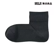 【MUJI 無印良品】女足口柔軟莫代爾混輕薄直角短襪23-25cm 深灰