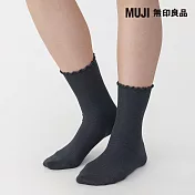 【MUJI 無印良品】女足口柔軟莫代爾混捲邊直角襪23-25cm 深灰