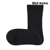 【MUJI 無印良品】女足口柔軟錐形直角襪23-25cm 黑色