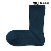 【MUJI 無印良品】女足口柔軟錐形直角襪23-25cm 煙燻藍