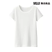 【MUJI 無印良品】兒童針織圓領短袖T恤 110 柔白