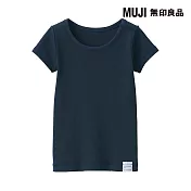【MUJI 無印良品】幼兒針織圓領短袖T恤 90 深藍