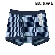【MUJI 無印良品】兒童針織前開拳擊內褲 120 藍橫紋