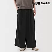 【MUJI 無印良品】女柔滑萊賽爾混舒適寬版褲 L 黑色