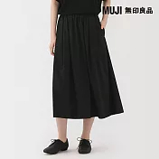 【MUJI 無印良品】女柔滑萊賽爾混舒適寬襬裙 S 黑紋樣