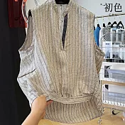 【初色】簡約薄款條紋襯衫領立體剪裁外搭馬甲背心女背心-條紋-13676(M-2XL可選) M 條紋
