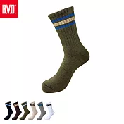 【BVD】配條氣墊男長襪(B660襪子/毛巾底/中筒襪) 軍綠25-28CM
