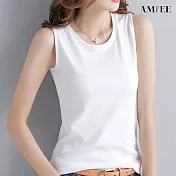 【AMIEE】簡約無袖吊帶背心上衣(KDTY-130) M 白色