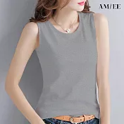 【AMIEE】簡約無袖吊帶背心上衣(KDTY-130) M 灰色