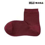 【MUJI 無印良品】女足口柔軟舒適直角短襪23-25cm 深紅