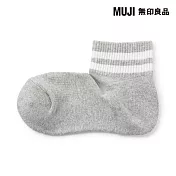 【MUJI 無印良品】女足口柔軟舒適足底圈絨直角短襪23-25cm 灰橫紋