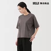 【MUJI 無印良品】女涼感圓領寬版短袖T恤 M 墨灰