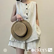 【Lockers 木櫃】亞麻寬鬆無袖套裝 L114071803 F 麻色