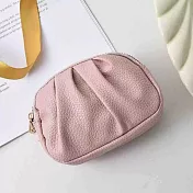 【素包包】零錢包 比手掌小雙拉鍊褶皺卡片鑰匙小物收納包(91035) _粉色