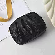 【素包包】零錢包 比手掌小雙拉鍊褶皺卡片鑰匙小物收納包(91035) _黑色