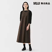【MUJI 無印良品】女速乾平織布無袖洋裝 M 棕格紋