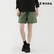 【MUJI 無印良品】女水洗平織布短褲 M 卡其