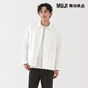 【MUJI 無印良品】男水洗平織布襯衫式外套 S 白色