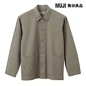 【MUJI 無印良品】男水洗平織布襯衫式外套 S 深綠