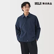 【MUJI 無印良品】男水洗平織布襯衫式外套 S 藍色