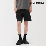 【MUJI 無印良品】男水洗平織布舒適短褲 S 黑色