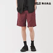 【MUJI 無印良品】男水洗平織布舒適短褲 S 暗紅